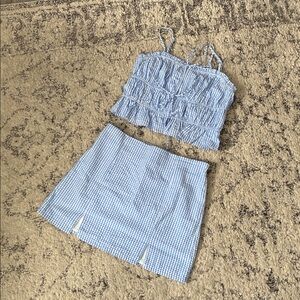 No Boundaries Blue Gingham Skirt and Shirt Set—-Size: Medium skirt, Small top.